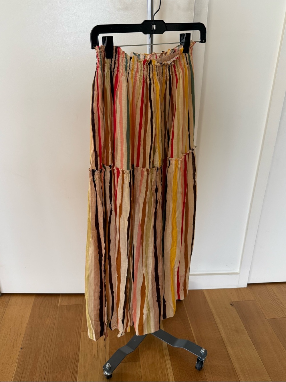 Anthropologie Multicolor Vertical Striped Tiered Maxi Skirt